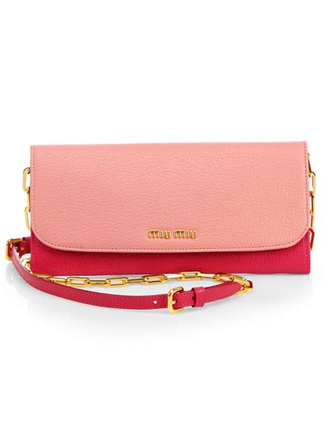 Miu Miu Madras Bicolor Continental Wallet in Pink 